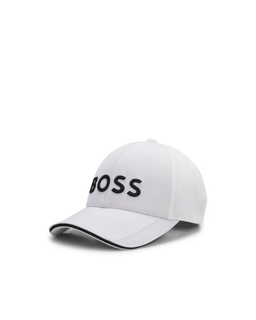 Boss White Knitted-Piqué Six-Panel Cap With Embroidered Logo for men