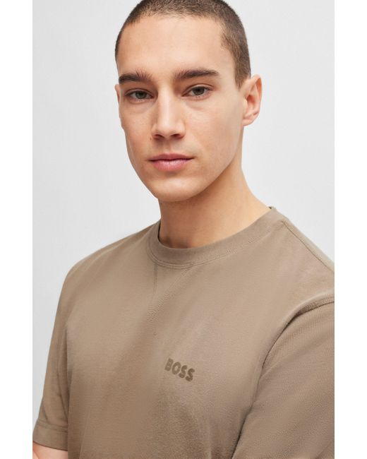 Boss Garment-dyed T-shirt Van Katoen Met Logodetail in het Natural voor heren
