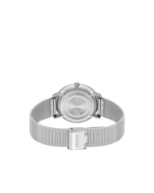 HUGO Black #Style 3H-Dial Watch With Mesh Bracelet for men