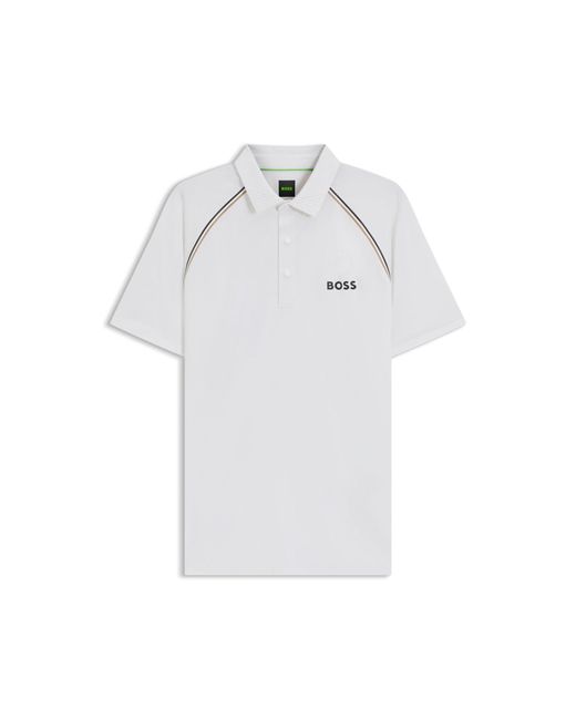 Boss White Active Slim-Fit Polo Shirt With Odour Control for men