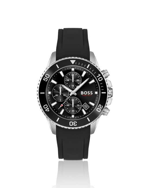 Boss Silicone-strap Chronograph Watch With Black Dial Men's Watches for men