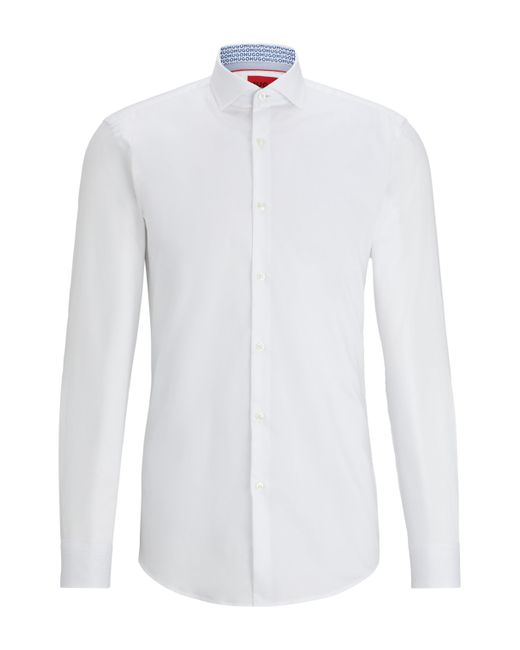 HUGO Gemakkelijk Te Strijken Slim-fit Overhemd Van Katoenen Twill in het White voor heren