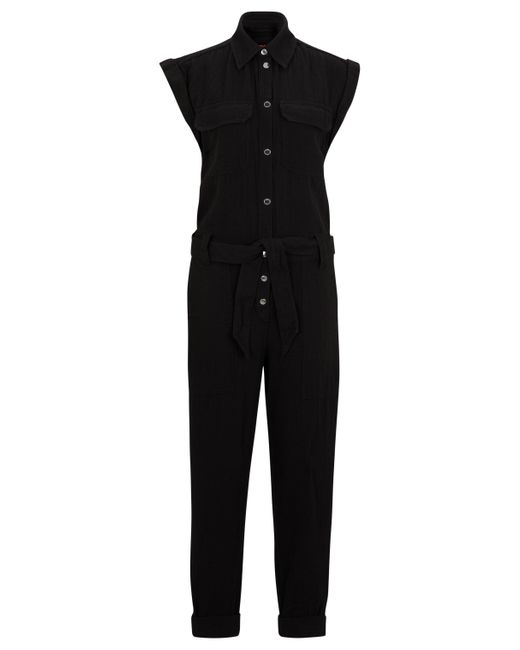 Boss Workwear-geïnspireerde Jumpsuit Van Katoen Met Riem in het Black