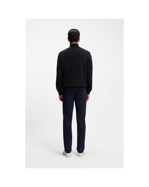 Boss Blue Knitted-Cotton Cardigan With Embroidered Logo for men