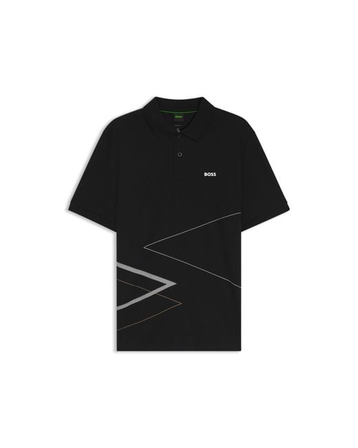 Boss Black Pima-Cotton Polo Shirt With Placed Print for men