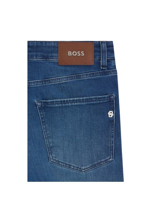 Boss Delaware Slim-fit Jeans In Blue Cashmere-touch Denim for men