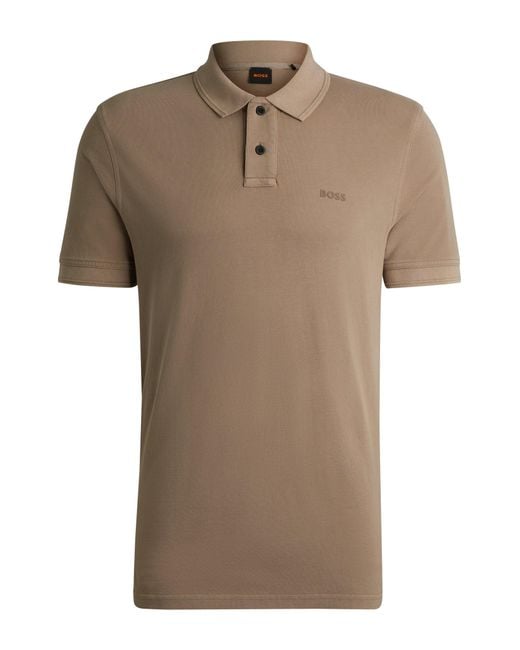 Boss Natural Cotton-piqué Polo Shirt With Logo Print for men