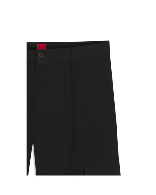 HUGO Black Slim-Fit Trousers With Cargo Pockets for men