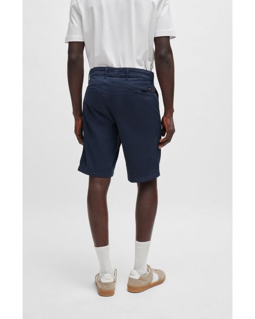 Boss Slim-Fit Shorts aus elastischem Baumwolle-Twill in Blue für Herren
