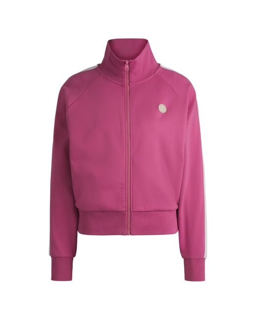 HUGO Pink Stretch-Cotton Zip-Up Sweatshirt With Logo Badge