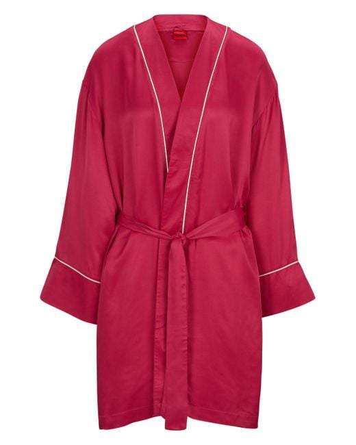 BOSS by HUGO BOSS Belted Dressing Gown With Satin Piping And Logo in