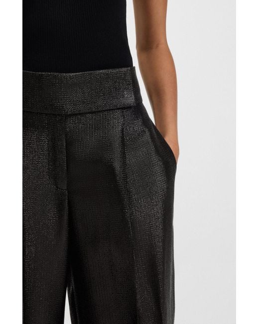 Boss Regular-Fit Broek Met Iets Korte, Wijde Pijpen in het Black