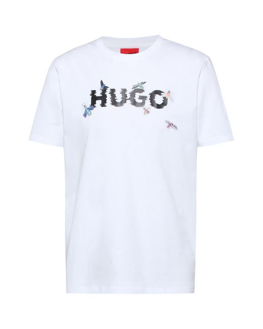 BOSS by Hugo Boss T-Shirt aus Baumwoll-Jersey mit Cyber-Bug-Artwork in White für Herren