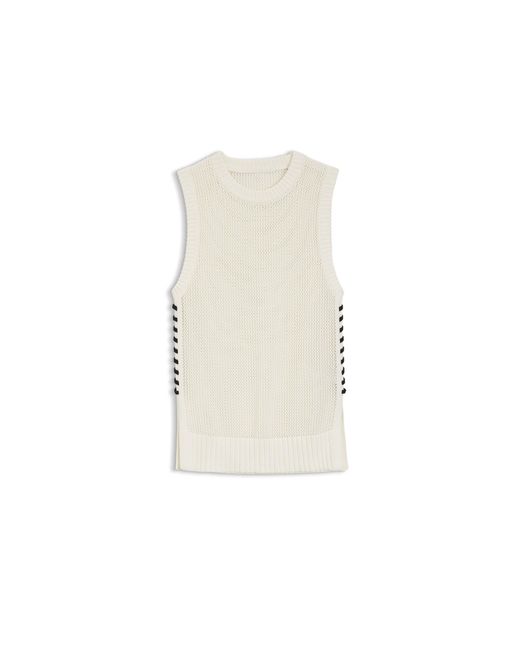 Boss White Cotton Top With Mesh Structure