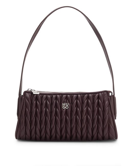 HUGO Purple Strukturierte Hobo Bag Mit Stack-Logo