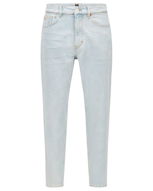 BOSS by Hugo Boss Blaue Tapered-Fit Jeans aus komfortablem italienischem Stretch-Denim in Blue für Herren