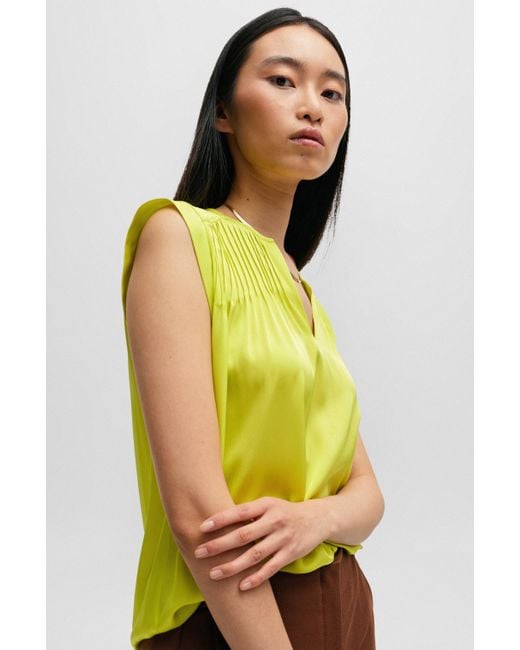 Boss Green Relaxed-fit Tailored Blouse In Stretch Silk