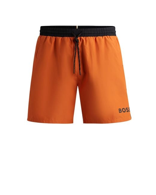 Boss Orange Quick-dry Swim Shorts With Contrast Details for men
