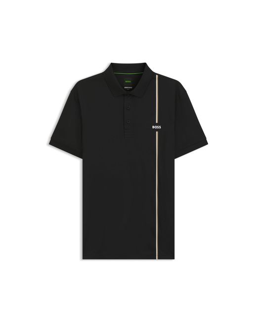 Boss Black Active Quick-Dry Polo Shirt With Signature Stripe for men