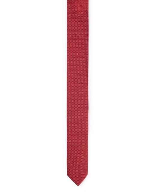 HUGO Red Silk-jacquard Tie With Modern Pattern for men