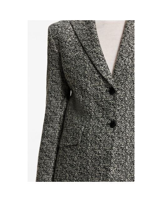 HUGO Gray Regular-Fit Blazer With Herringbone Pattern