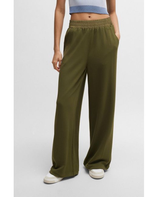 Boss Green Wide-leg Trousers In Stretch Fabric