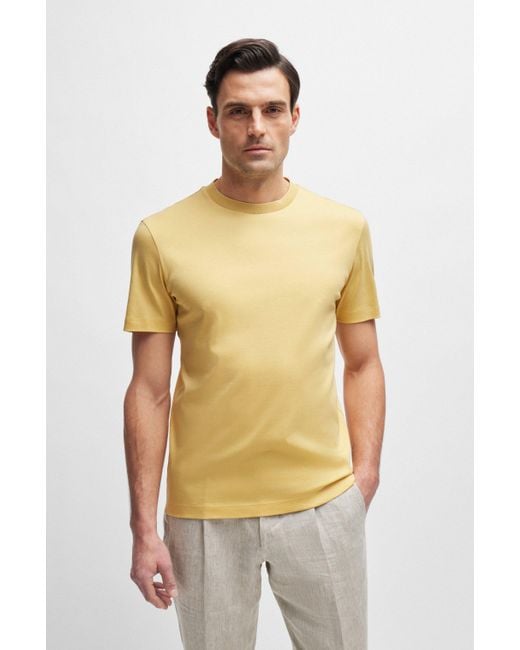 Boss Yellow Regular-fit Crew-neck T-shirt In Mercerized Cotton for men