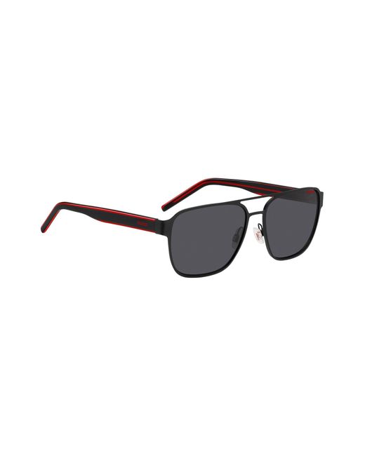 HUGO Double-bridge Sunglasses In Black With Layered Temples for men