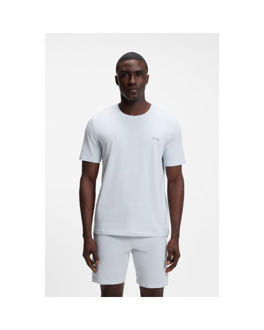 Boss Blue Logo-Embroidered T-Shirt for men