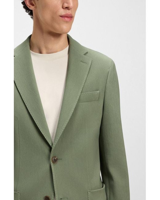 Boss Slim-Fit Sakko Aus Fein Gemustertem Baumwoll-Mix in Green für Herren