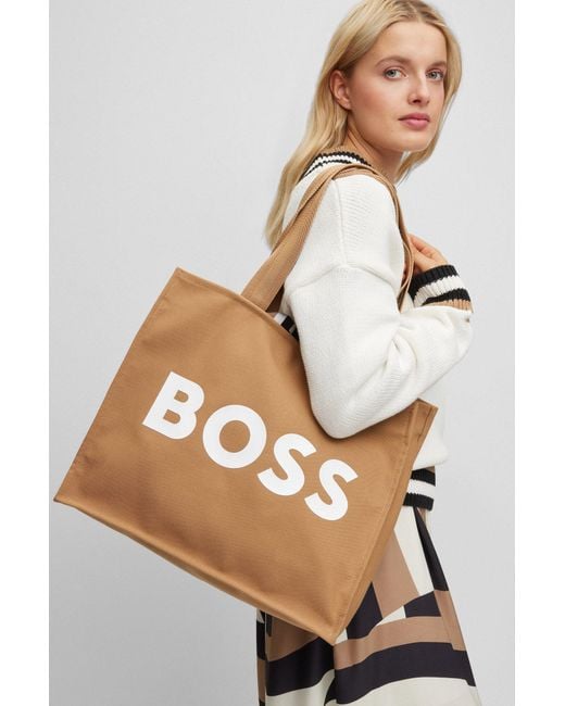 BOSS by HUGO BOSS Structured-canvas Tote Bag With Logo Detail in Natural |  Lyst Canada