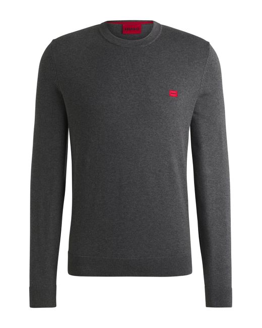 HUGO Pullover Aus Baumwolle Mit Rotem Logo-Label in Black für Herren