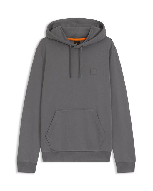 Boss Hoodie Van Katoenen Badstof Met Logopatch in het Gray voor heren