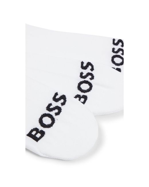 Boss White Three-Pack Of Ankle-Length Socks With Contrast Logos