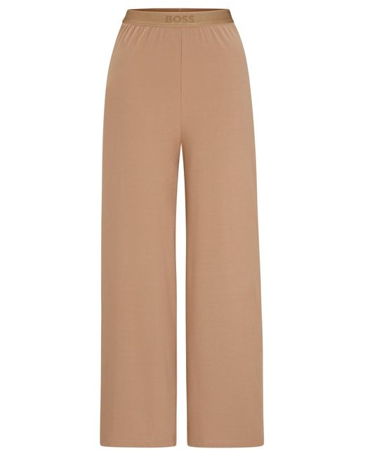 Boss Natural Pyjama Bottoms In Stretch Jersey With Logo Waistband