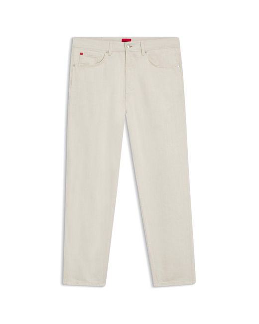 HUGO Natural Relaxed-Tapered-Fit Jeans for men