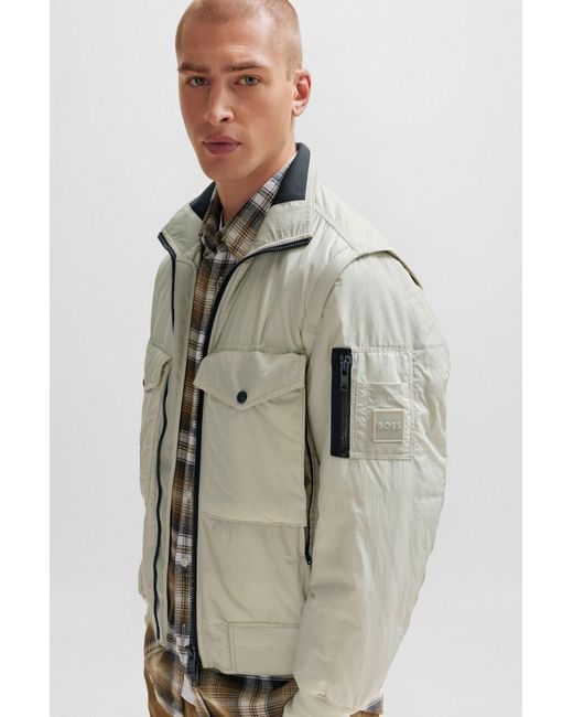 Boss Multicolor Water-repellent Bomber Jacket With Detachable Sleeves for men