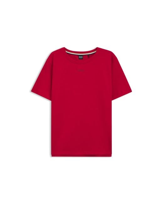 Boss Red Stretch-Cotton Pyjama T-Shirt With Logo Print