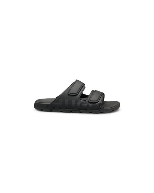 HUGO Black Logo Sandals With Double Touch-Closure Straps for men