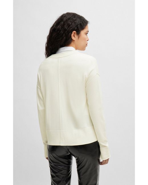 Boss Regular-fit Cardigan With Button Front in het White