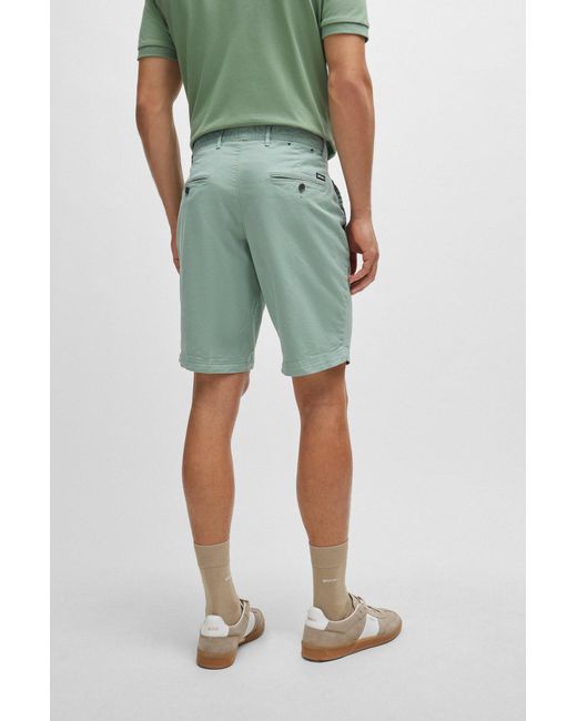 Boss Green Slim-fit Shorts In Stretch-cotton Twill for men