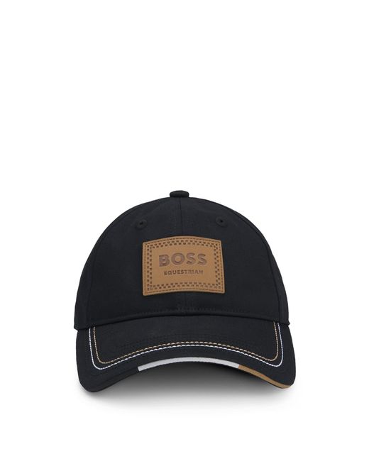 Boss Cap Met Retro-Geïnspireerde Logopatch Voor Ruiters in het Black