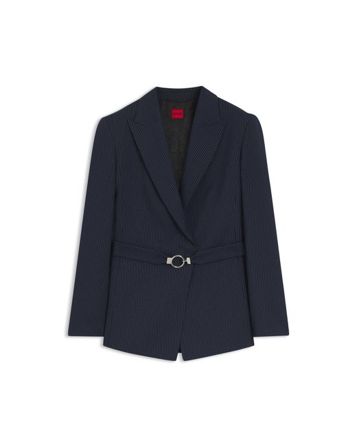 HUGO Blue Regular-Fit Blazer With Buckled Belt