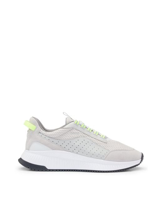 Boss Ttnm Evo Sneakers Van Suède, Leer En Mesh Met Visgraatzool in het White voor heren