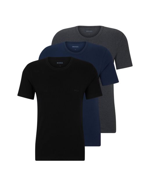 Boss Black Three-pack Of Logo-embroidered T-shirts In Cotton for men