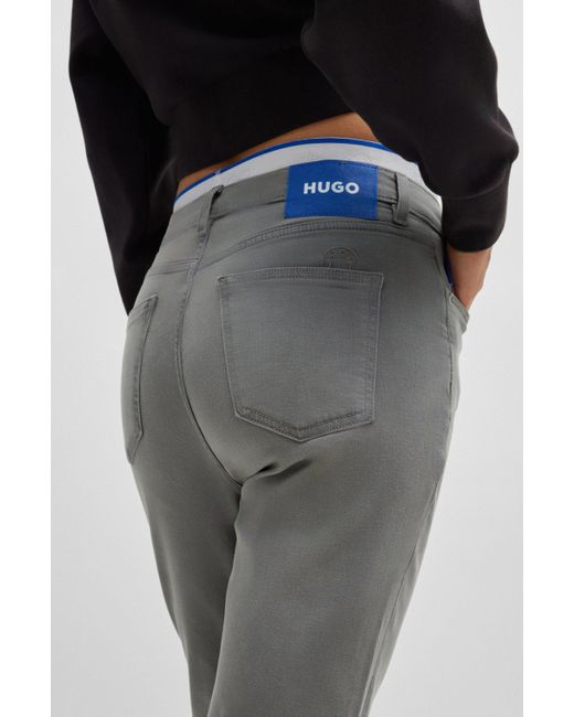HUGO Gray Skinny-Fit Jeans aus dunkelgrauem Stretch-Denim