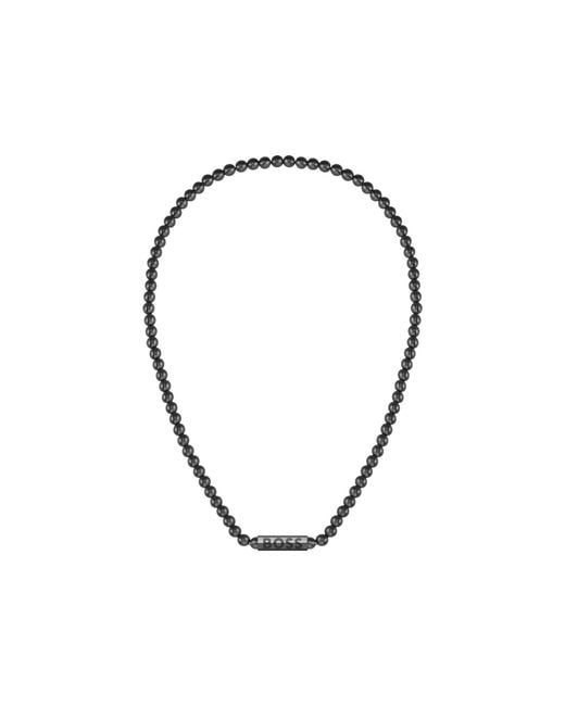 Boss Metallic Beaded Necklace With Branded Octagonal Closure for men