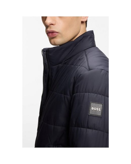 Boss Blue Water-Repellent Jacket With Logo Patch for men