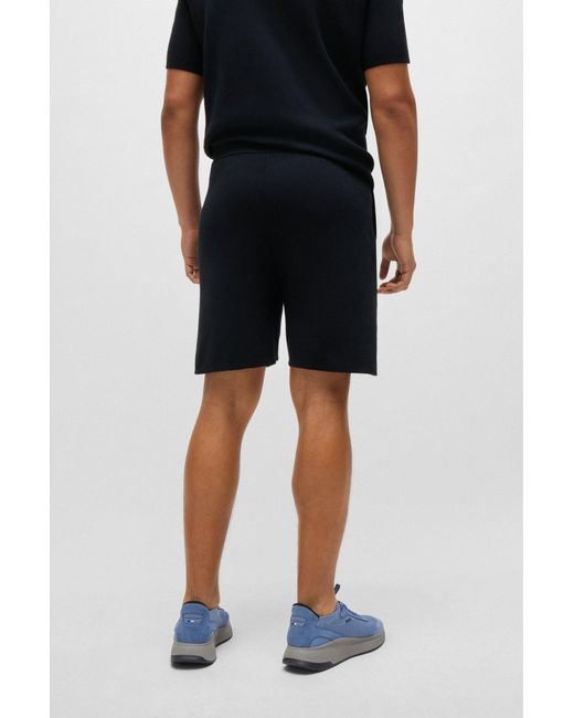 Boss Black Regular-fit Shorts In Thermoregulating Cotton-blend Fabric for men