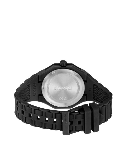 HUGO Black Watch With Silicone Strap And Stacked-logo Dial Men's Watches for men